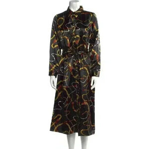 Vintage Size Medium NWT Bob Mackie (Cher) Pearl Chain Belted Midi Shirt dress0